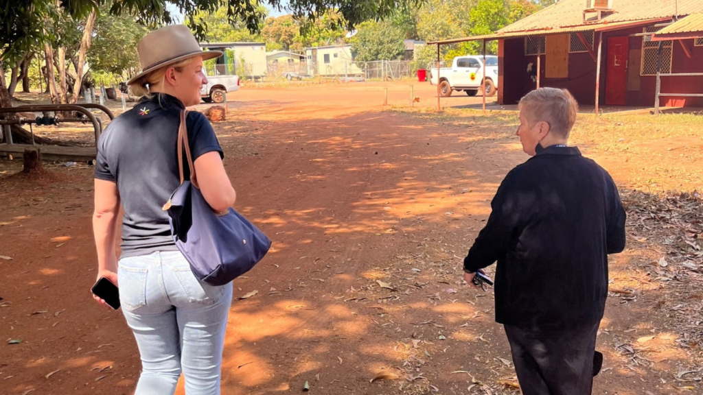 Janine Johnson, CMR National General Manager Healthcare, with a client from Mala’la Health Service Aboriginal Corporation in the Maningrida community.